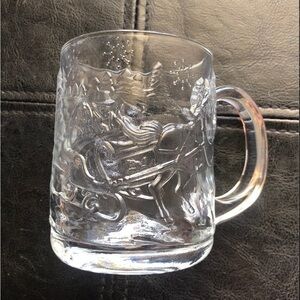 LUMINARC CLEAR GLASS CUP MUG CHRISTMAS TREES HORSE SLEIGH